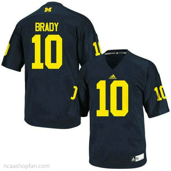 Mens Tom Brady Michigan Wolverines #10 Game Navy Blue College Football Adidas Jersey